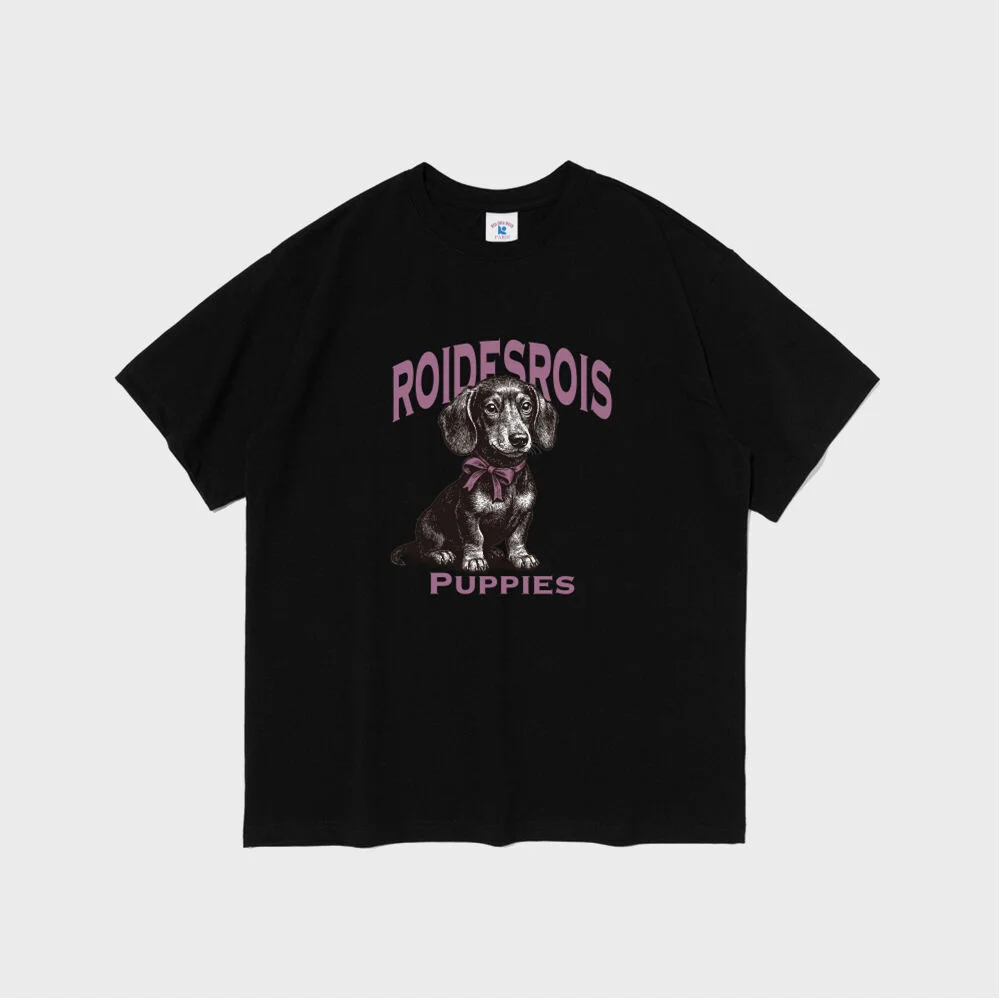 Puppies 角色 短袖 T恤 (黑色)