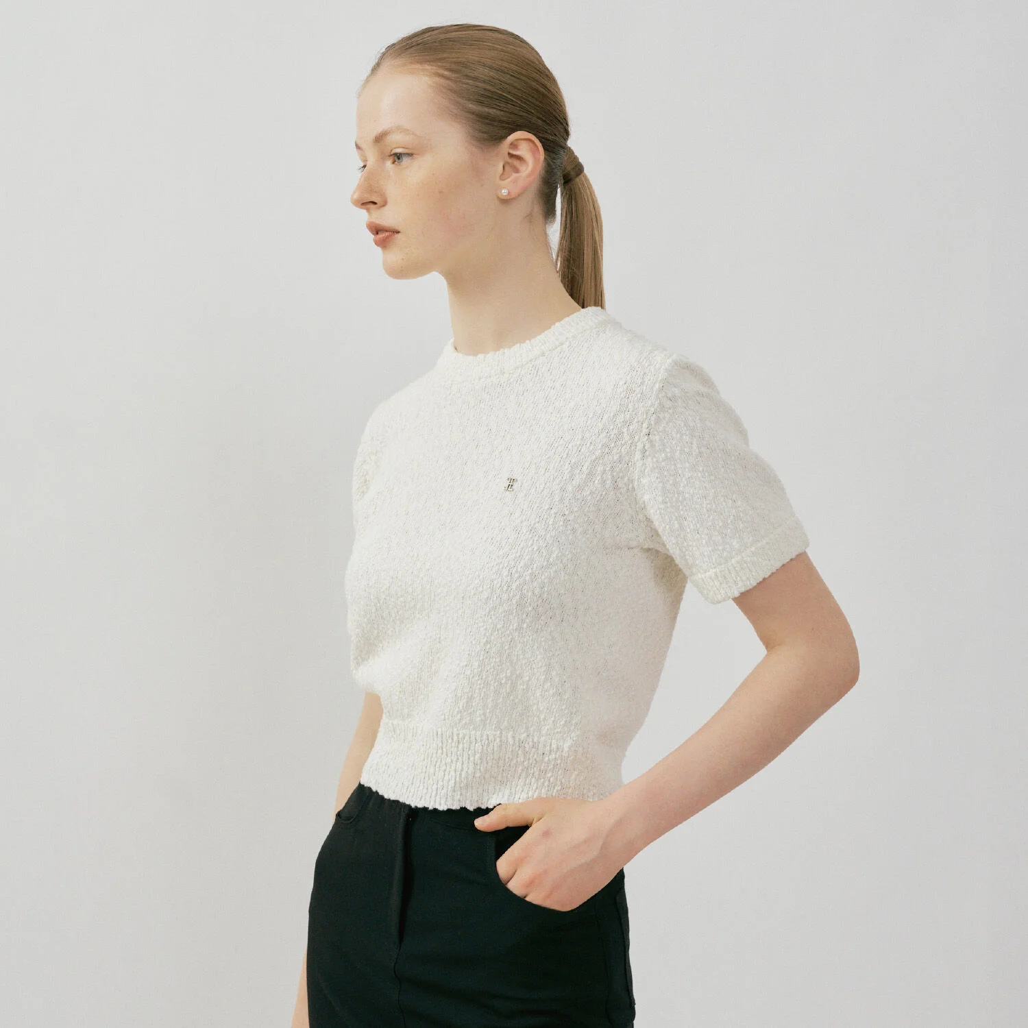 COTTON CREW NECK HALF SLEEVE KNIT