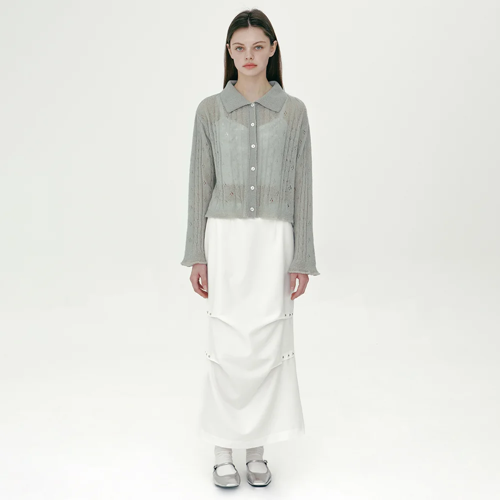 RIVET LONG SKIRT (WHITE)