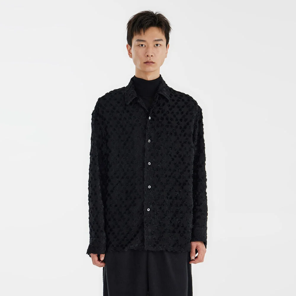 Oversized Open-collar Shirt - Black
