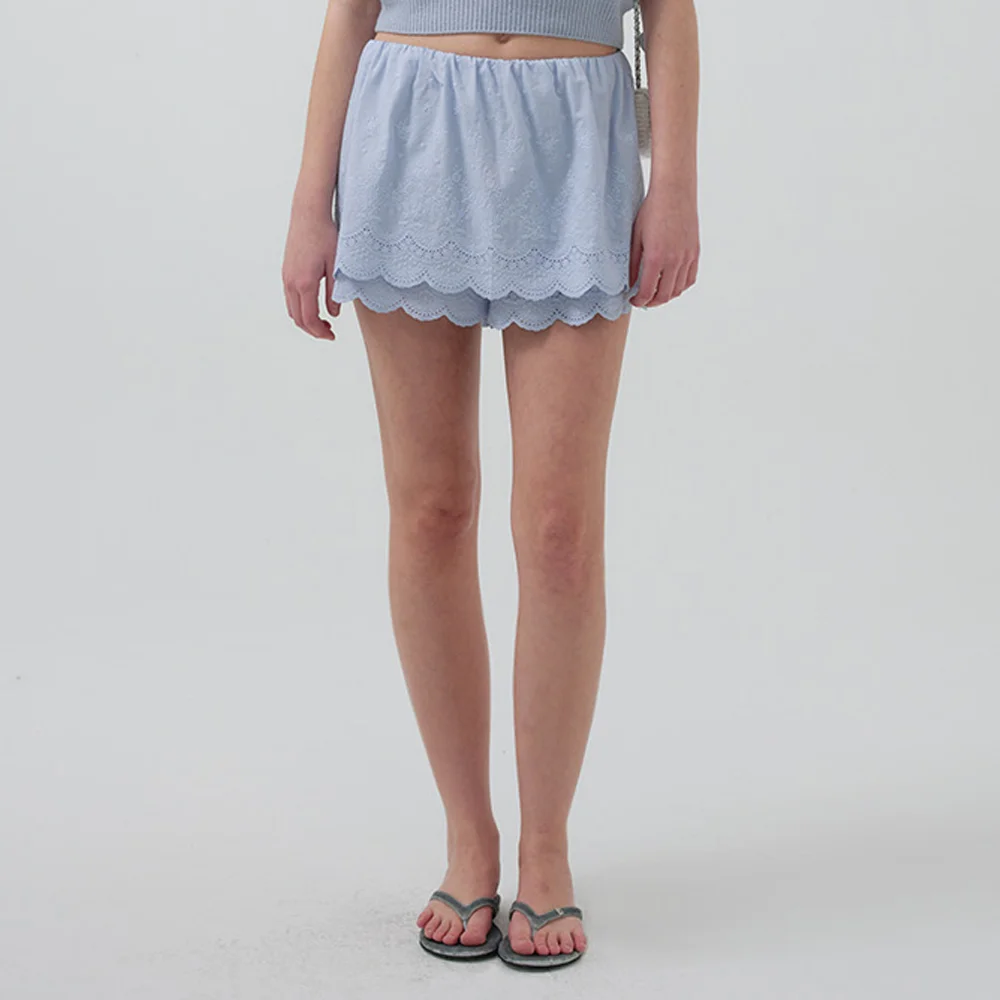 Belle Lace Scallop Skirt_Light Blue