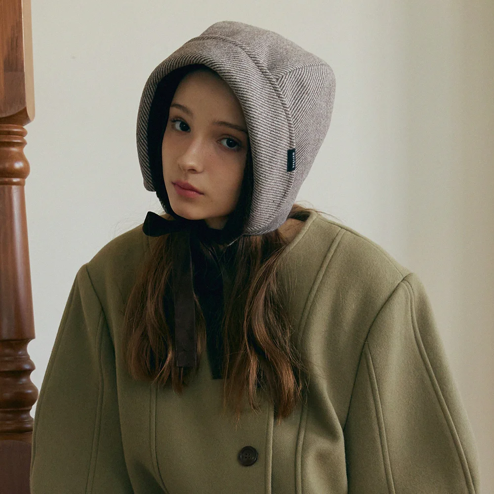 Herringbone bonnet hat_3color