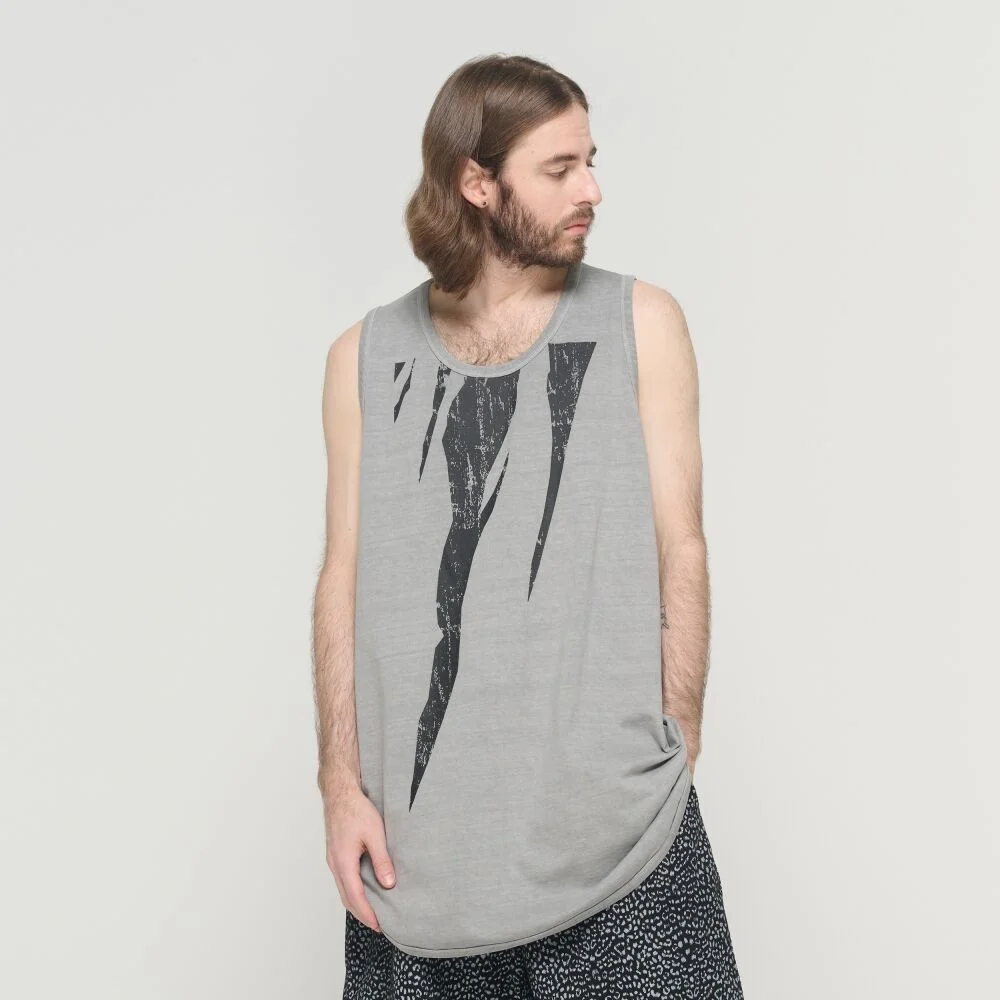 ROUND OVERFIT SLEEVELESS SHIRT (GRAY)