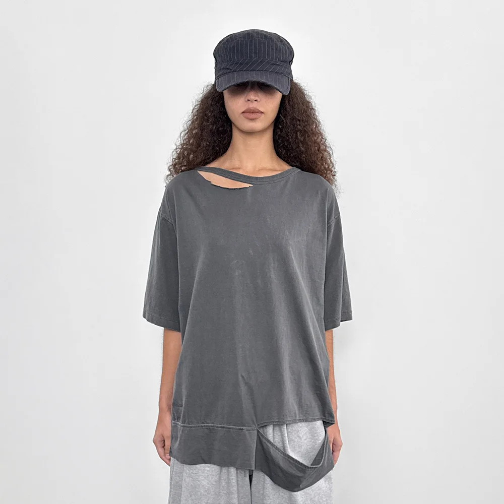 Overfit Washed Tee_Dark grey
