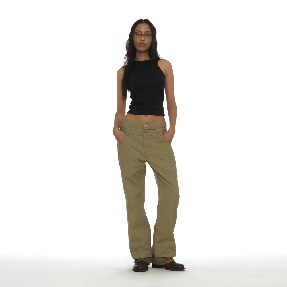 WASHED DOUBLE-LAYER PANTS_BEIGE