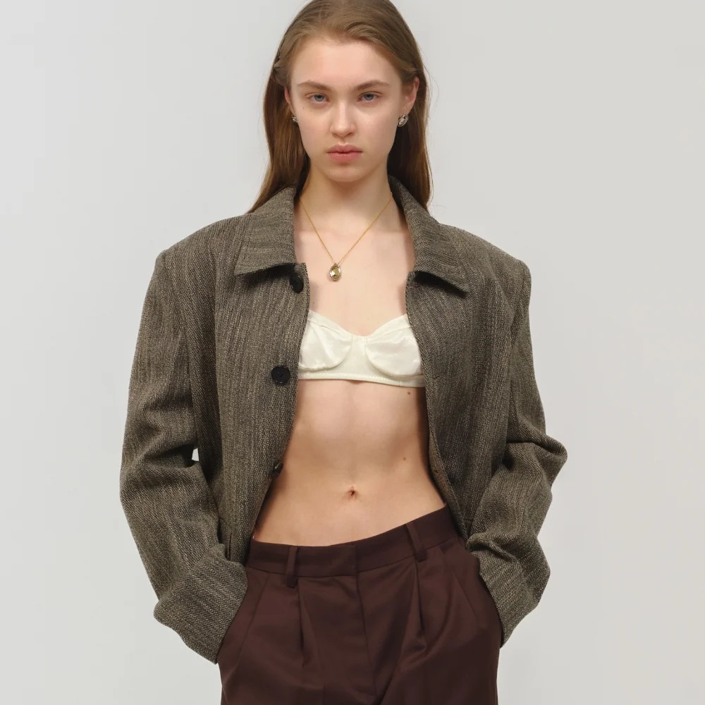 UNISEX, Tweed Crop Jacket / Beige Mix