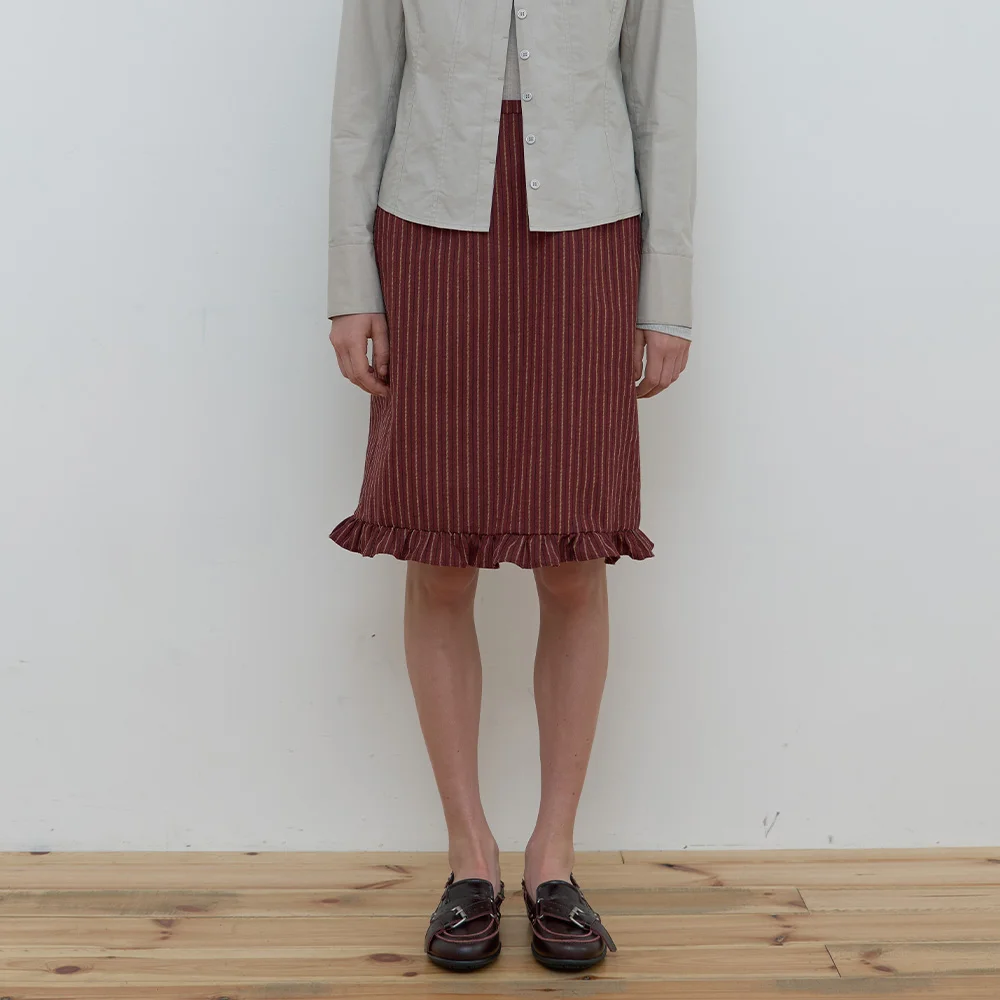 FRILL MIDI SKIRT_RED