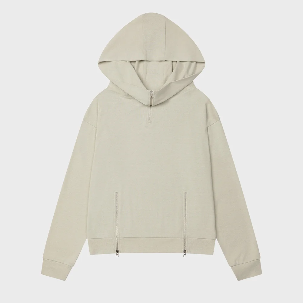 BIG HOODED SWEAT PULLOVER IN OATMEAL