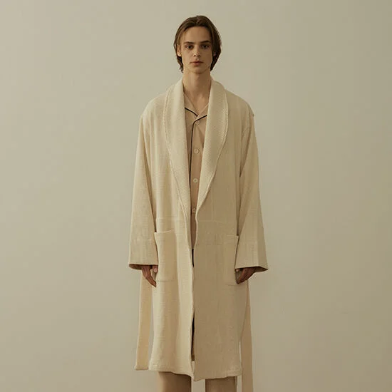 (m) Readymade Robe in Waffle Jersey Almond