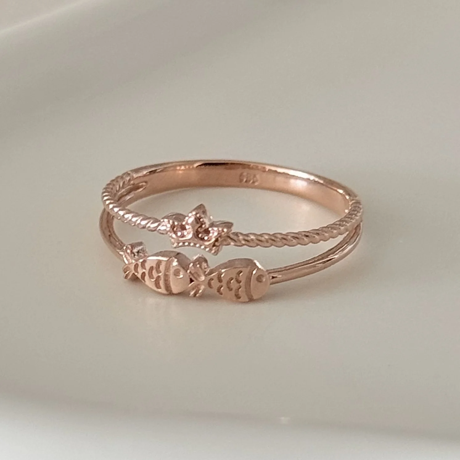 10k 14k 18k Pini 魚 皇冠 戒指