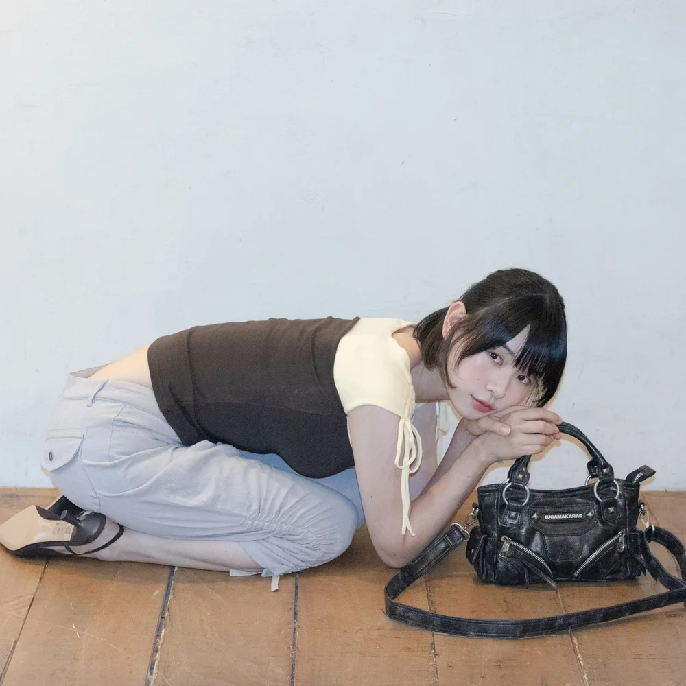 Studded Leather Micro Shoulder Bag (Black)