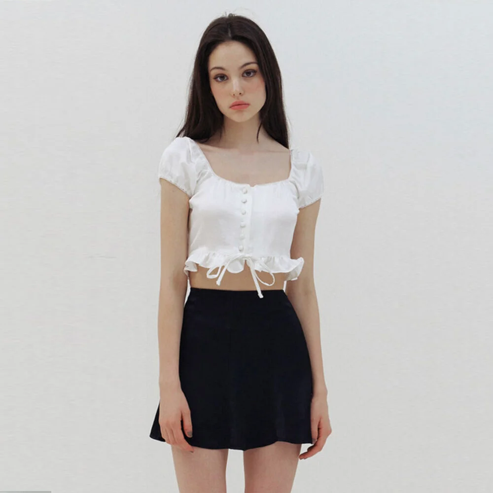 baby white semi crop blouse