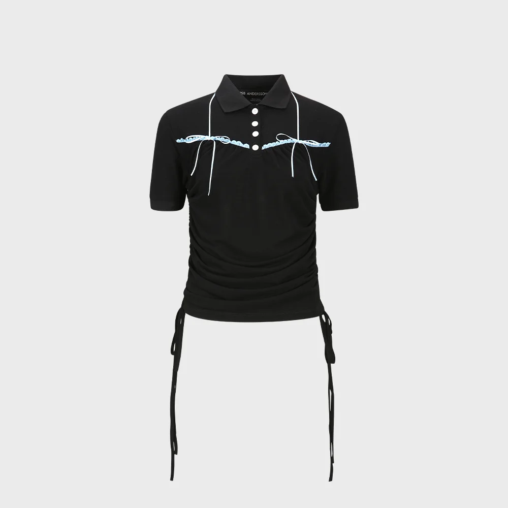 HALTER STRING PIQUE POLO SHIRTS atb1255w(BLACK)
