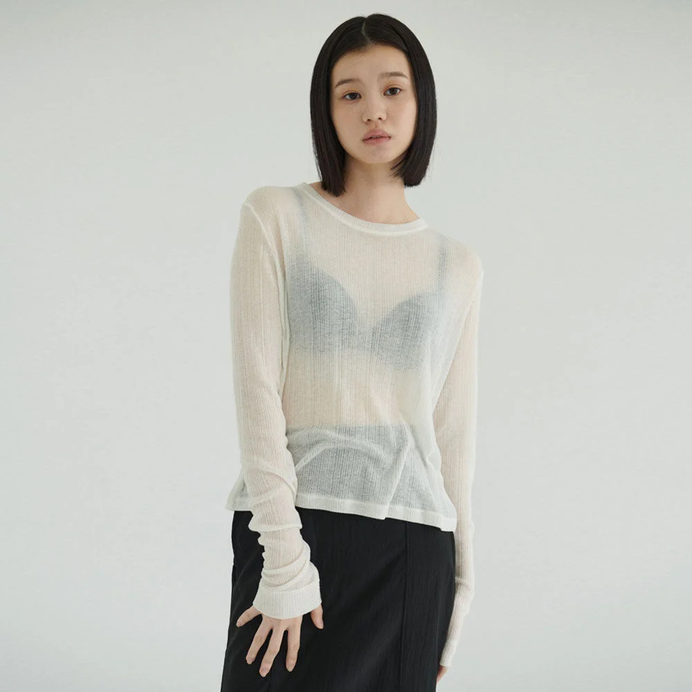 See-through Ribbed Top (White)