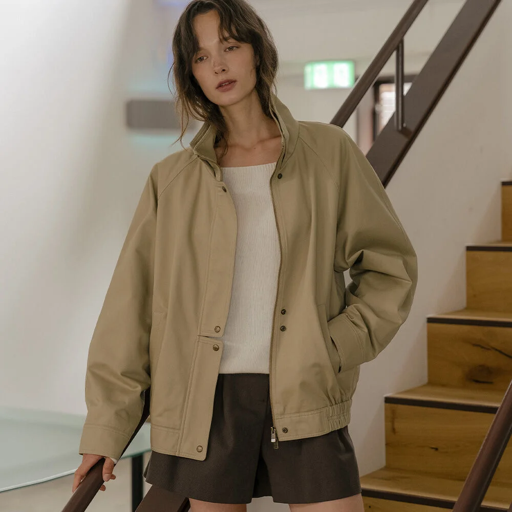 2way double collar jumper _Beige