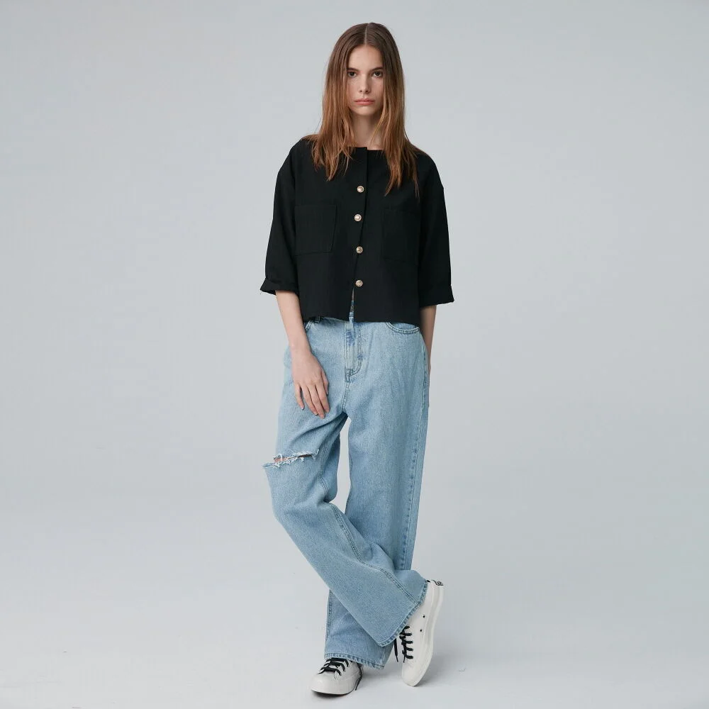 Pants Denim Torn Natural Light Blue