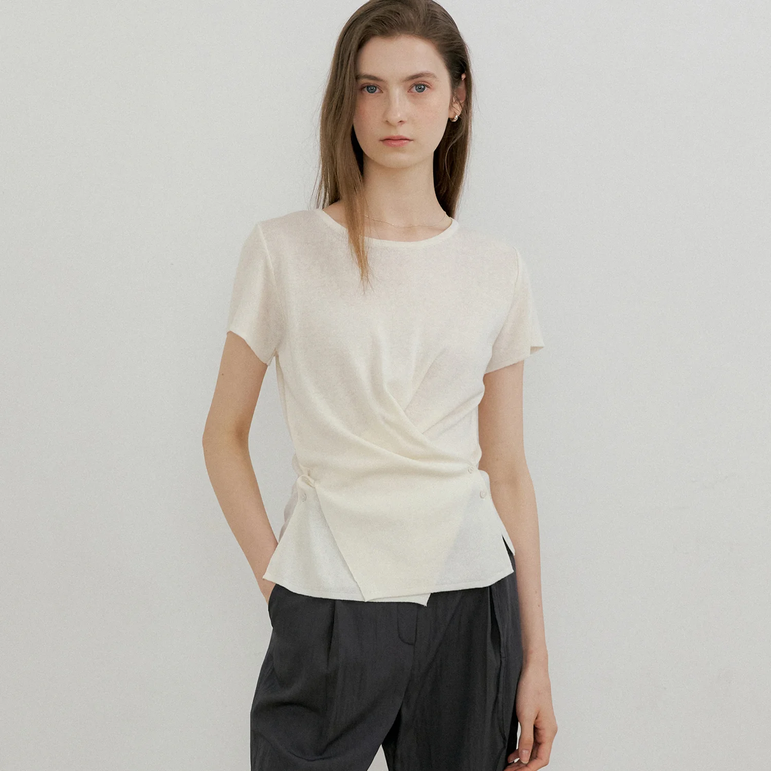 comos 1473 cross button wrap knit (cream)