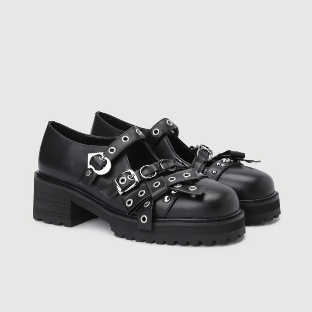 Eyelet Strap Loafers (black) LK1CX26110BKX