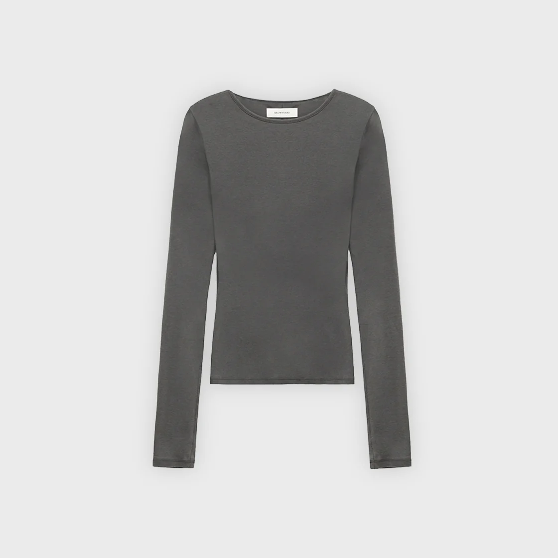 W Ribbed Long Sleeve, Dark Grey