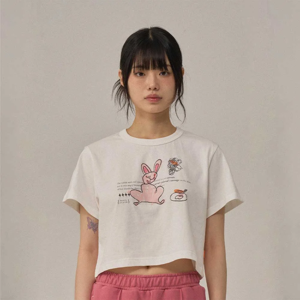 BP Angry Rabbit Crop T-Shirt_WHITE