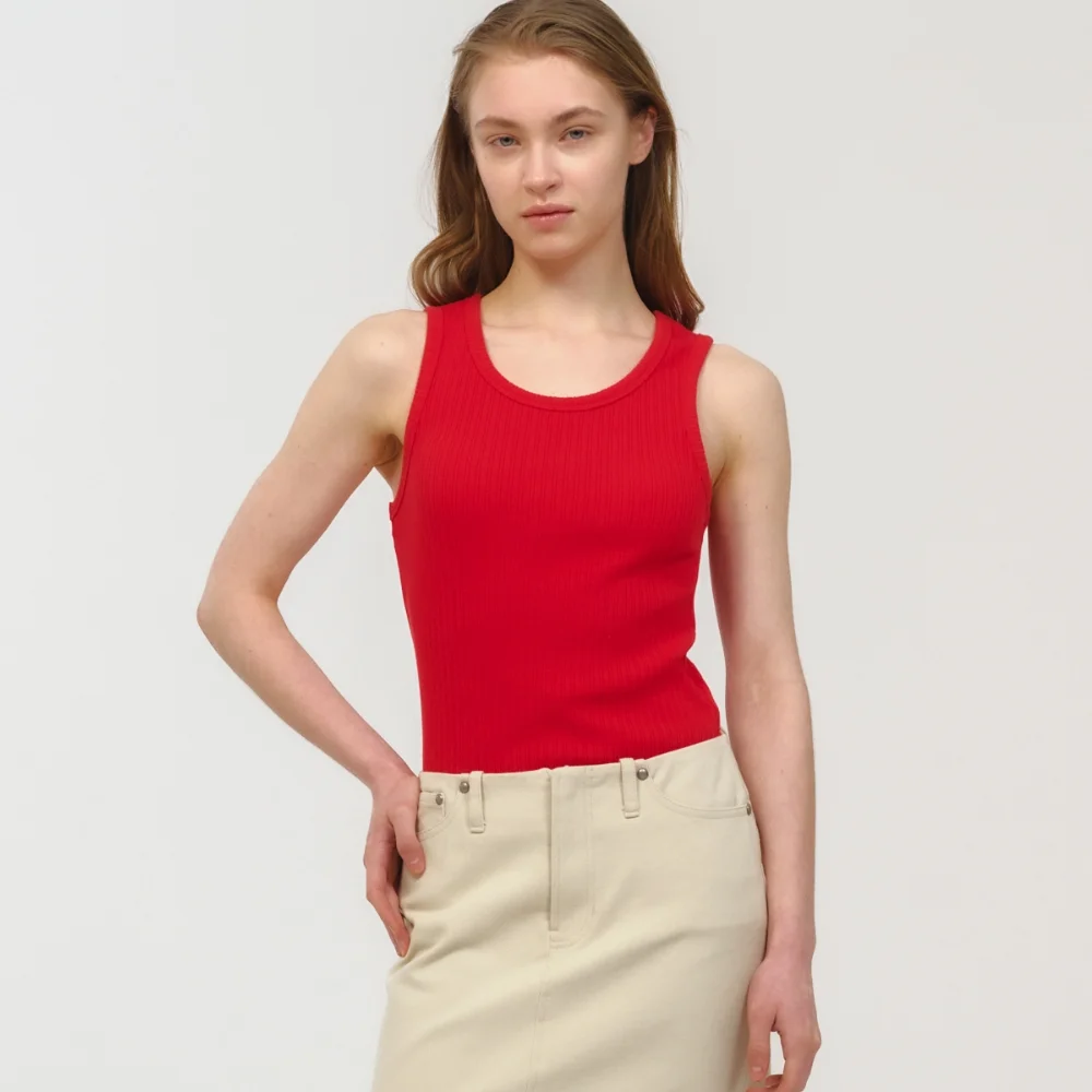 UNISEX, Basic Ribbed Sleeveless / Red
