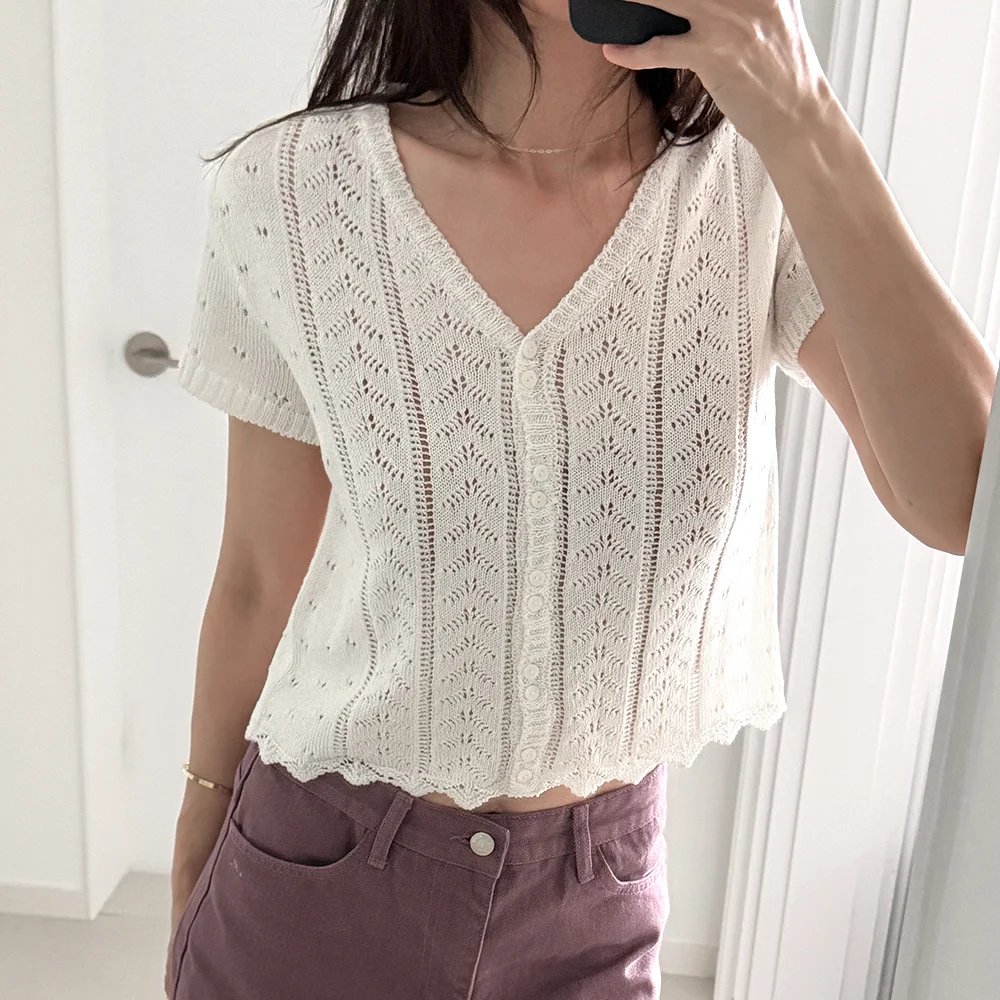 GINGER CROCHET CARDIGAN_IVORY