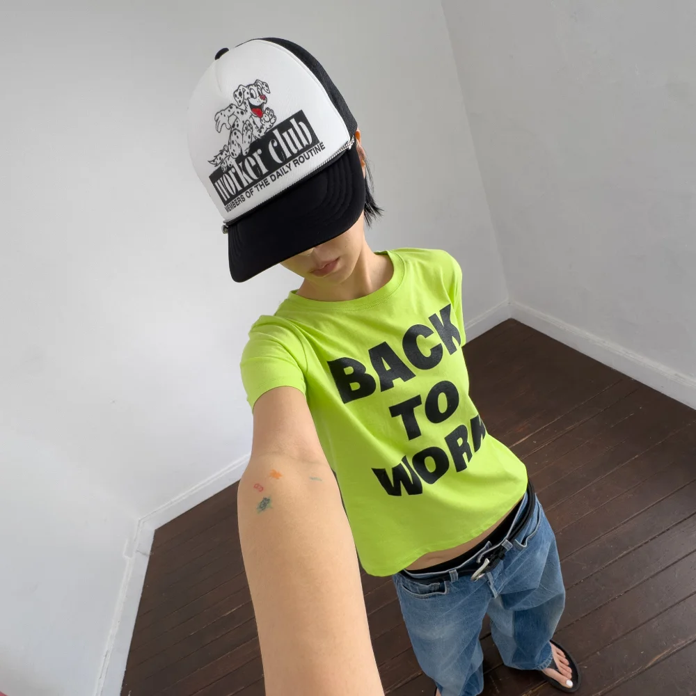 Back To Work-T-shirt -Lime Green