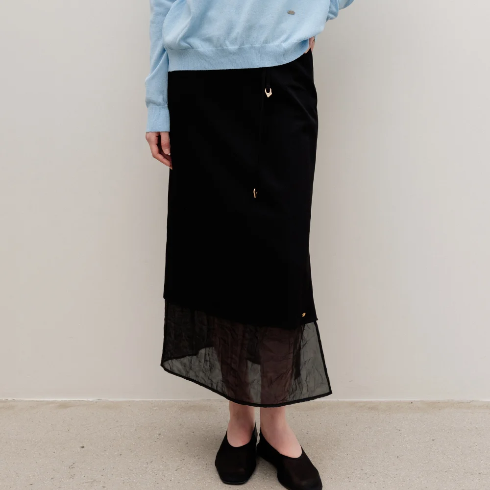 Elene Sheer Layered Skirt Black