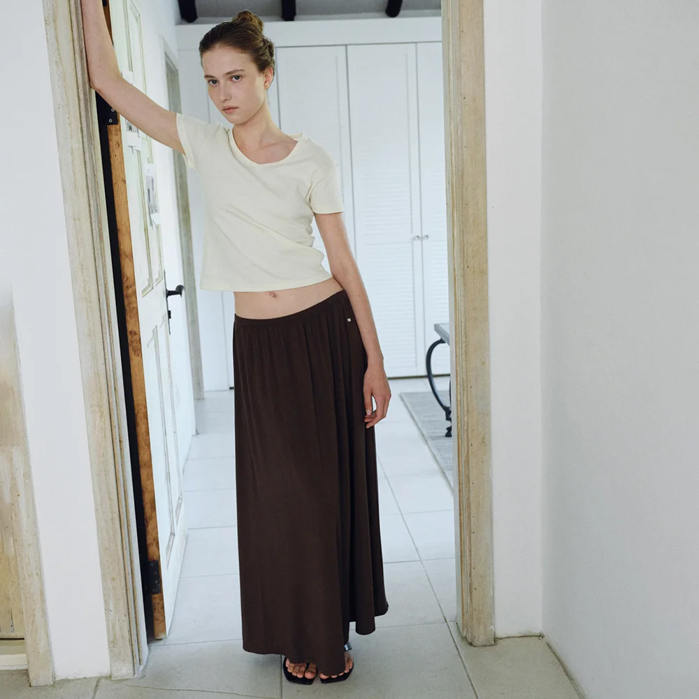 ESSENTIAL EASY LONG SKIRT_BROWN