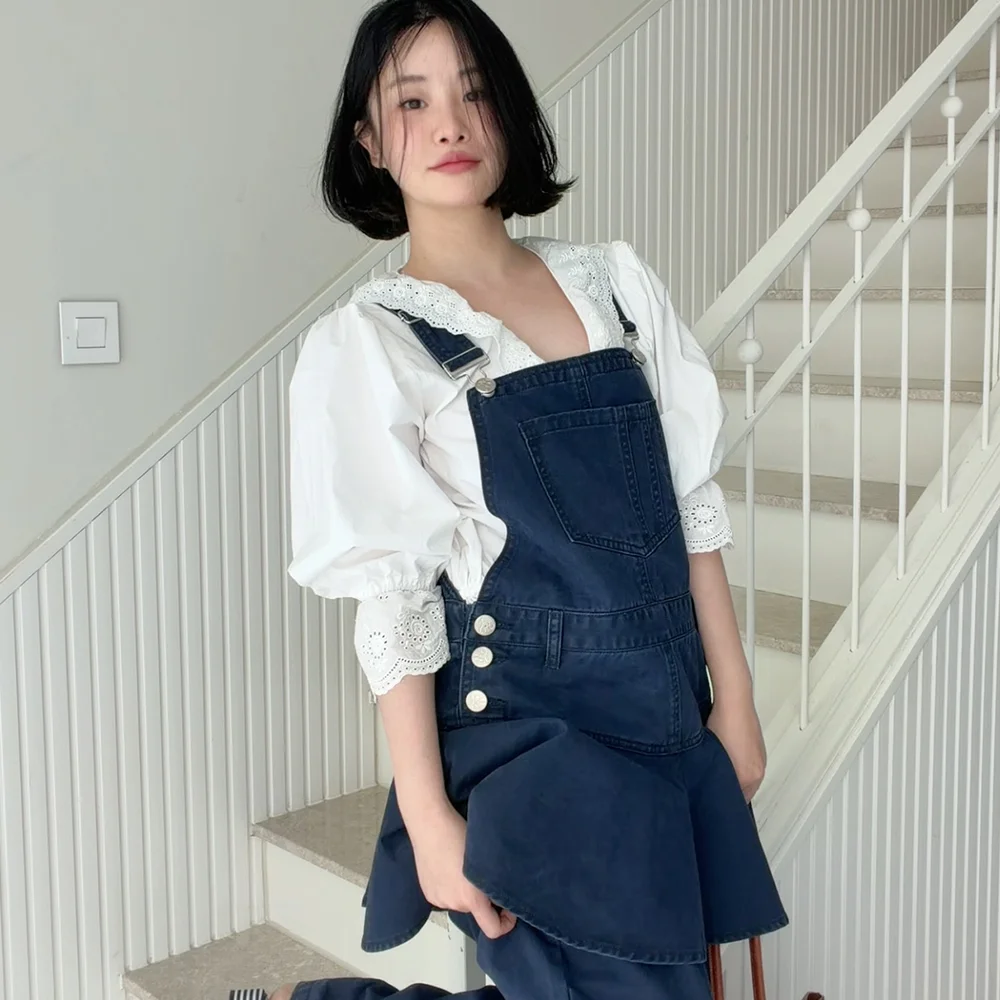 Flare Skirt Layered Overall (Navy)