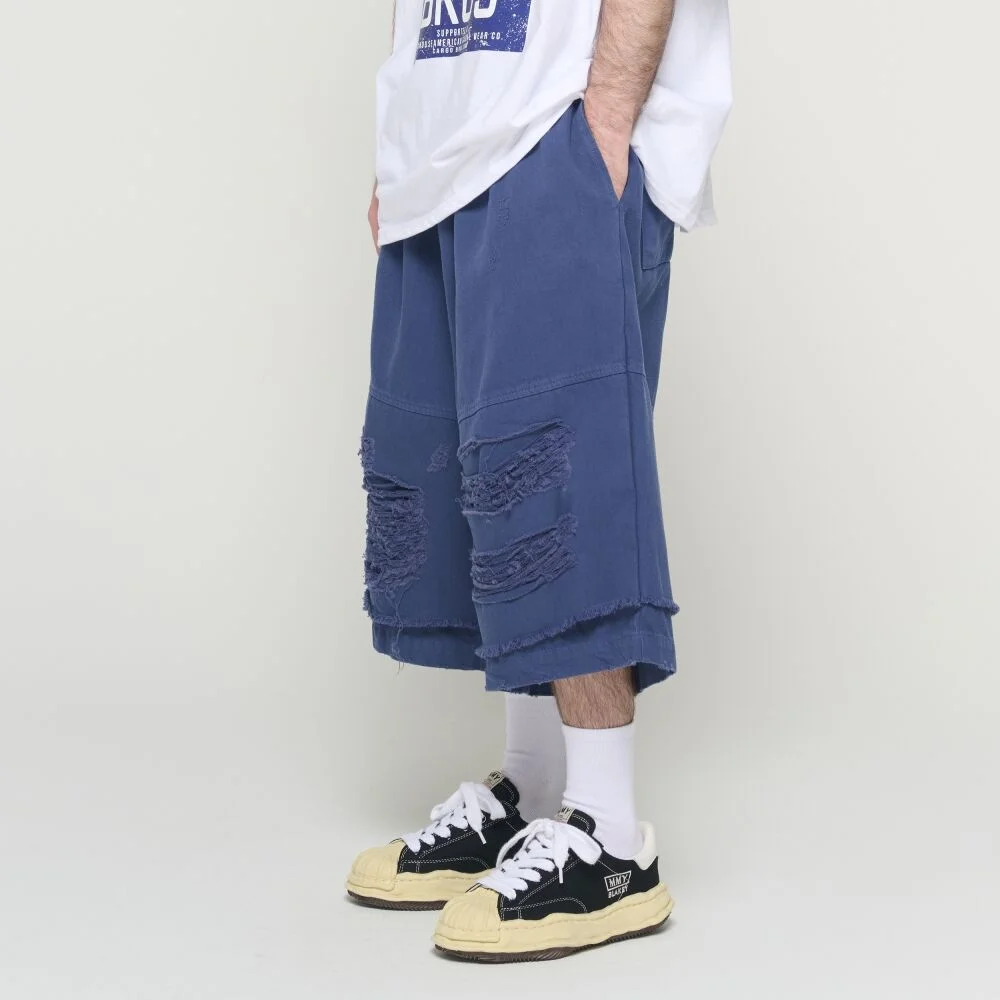 BERMUDA DESTROYED PANTS (BLUE)