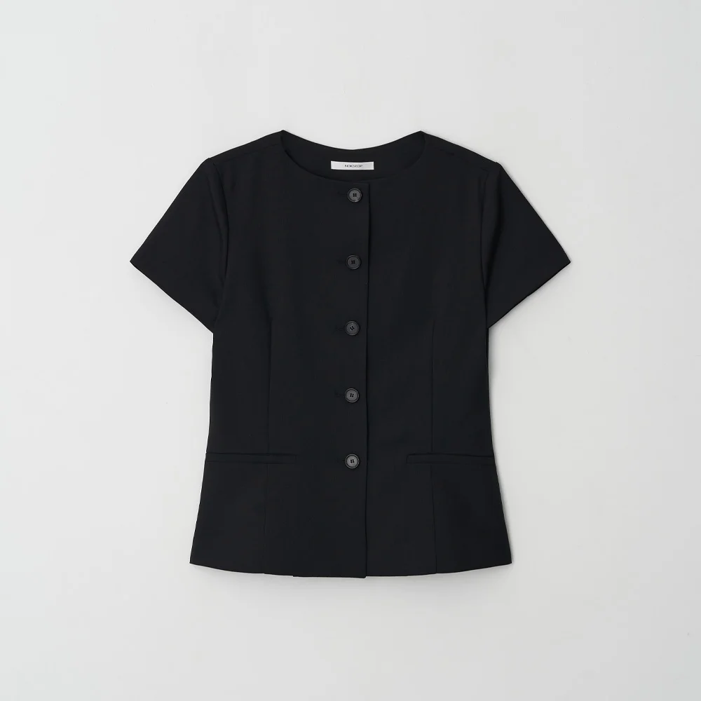 summer wool boat-neck jacket_black