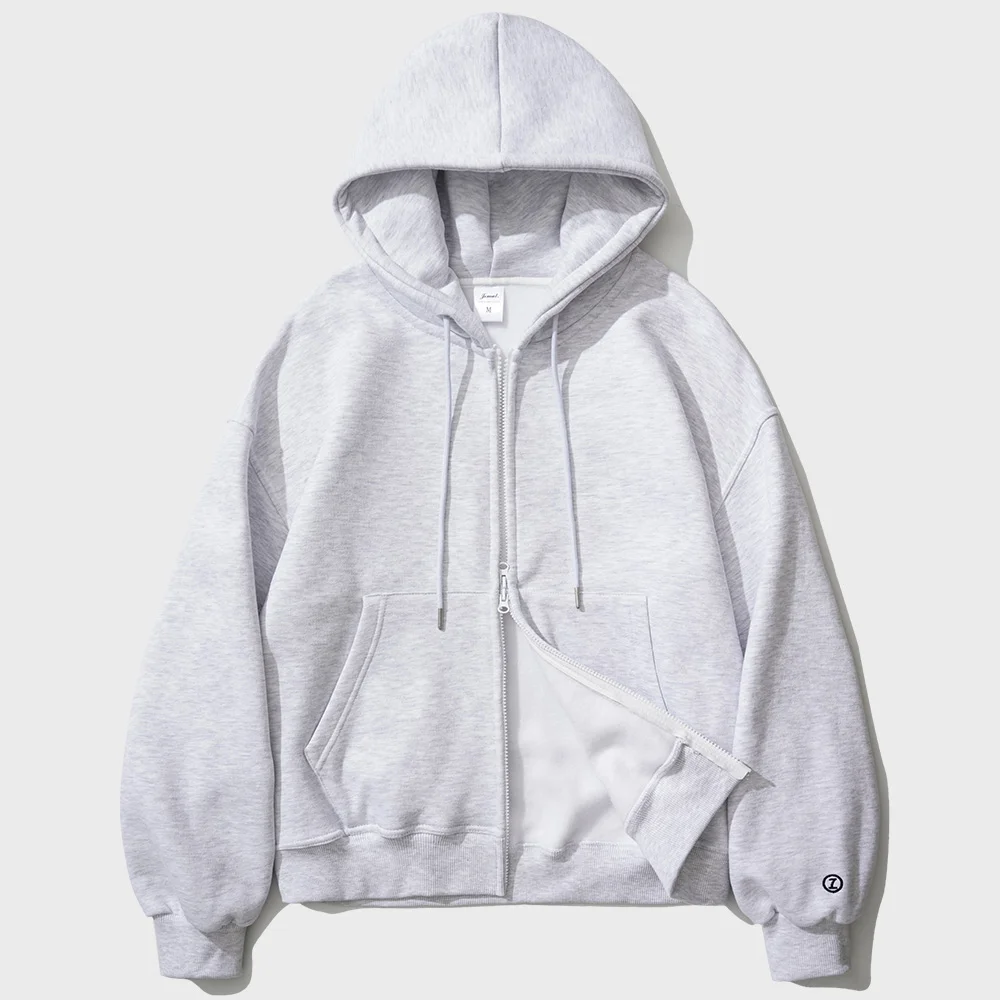 Logue 寬鬆版型 兩穿 加絨 連帽拉鍊外套 6款 Back Oatmeal YHHD2462