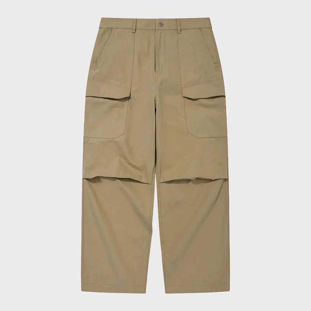 SIDE CARGO POCKET TUCK PANTS (BEIGE)