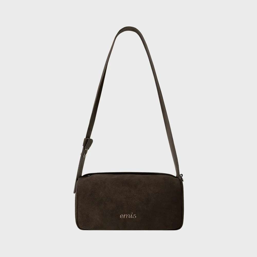 WIDE STRAP HOBO BAG-BROWN