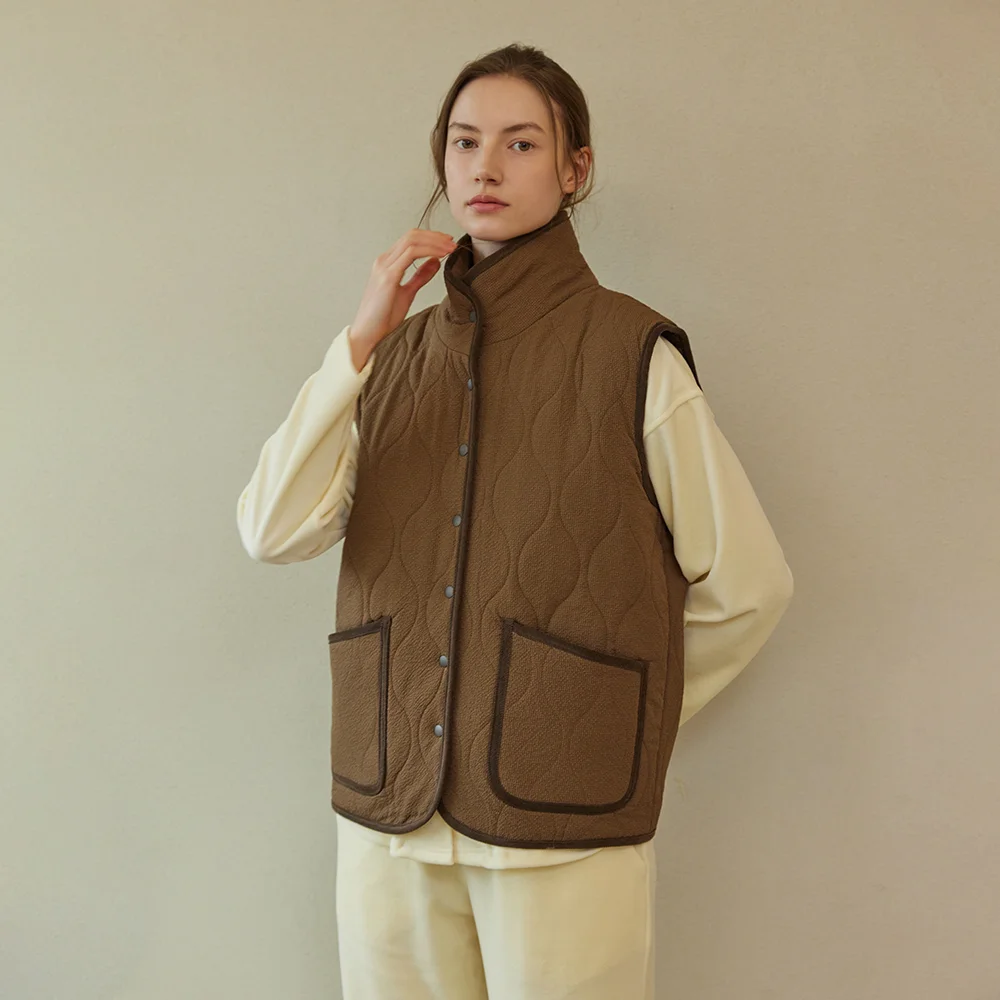 QUILTING PADDING VEST_brown