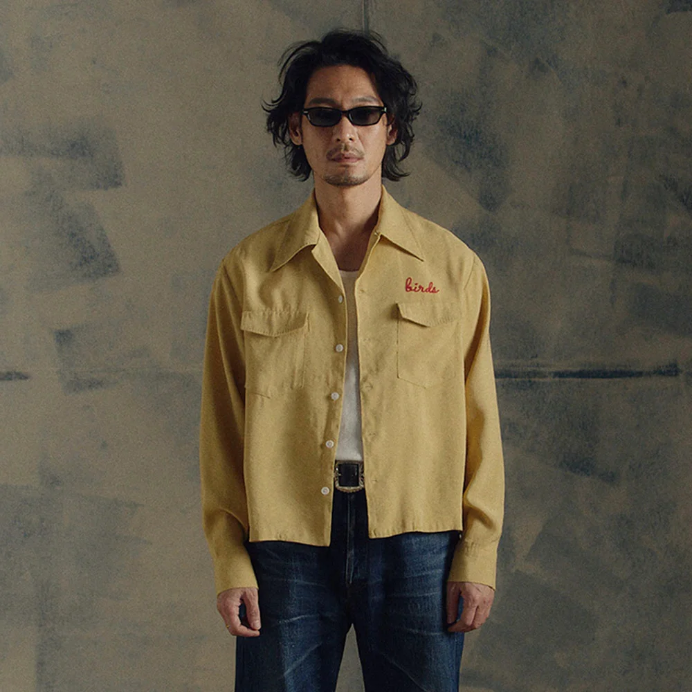 OPEN COLLAR RAYON SHIRTS (YELLOW)