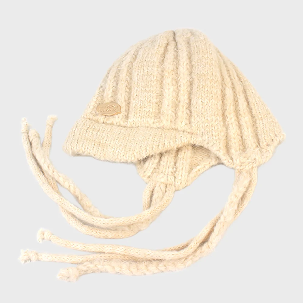 3String Beige Knit Earflap Cap 針織帽