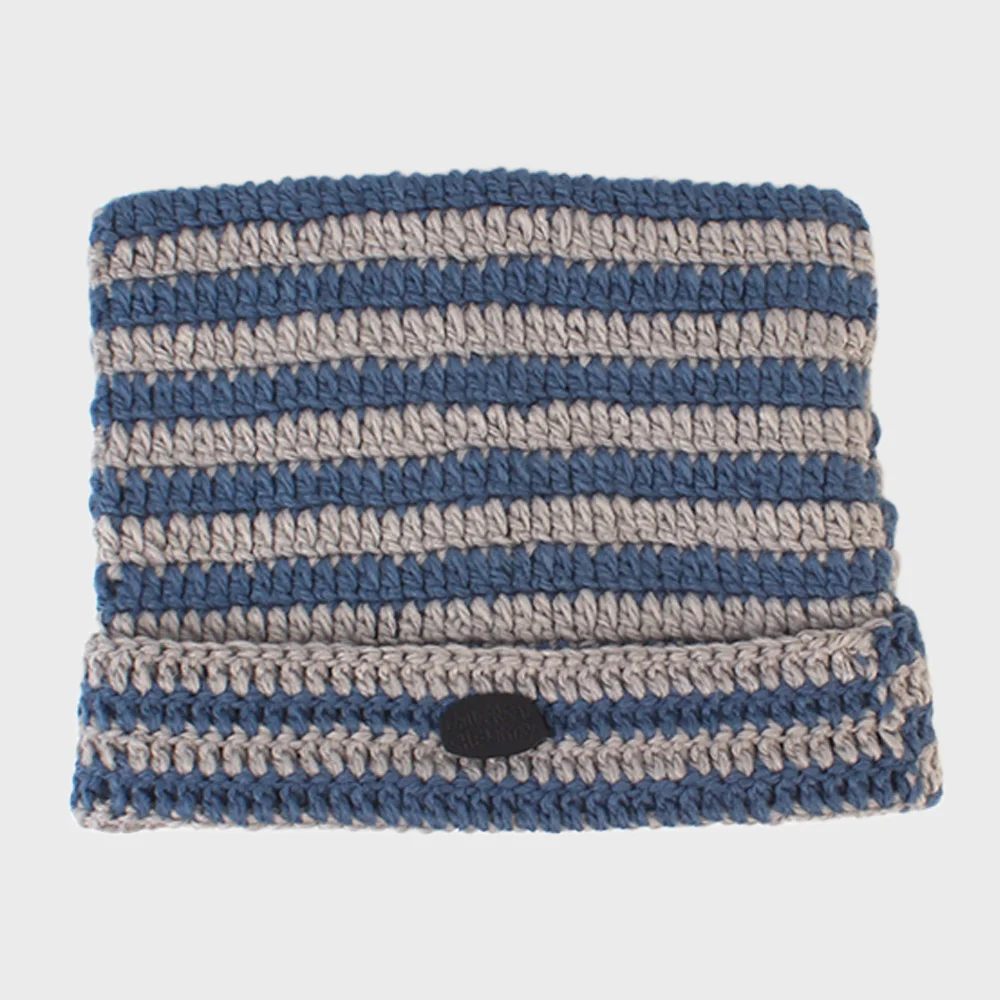 Cat Bold Stripe Blue Beanie 貓耳帽
