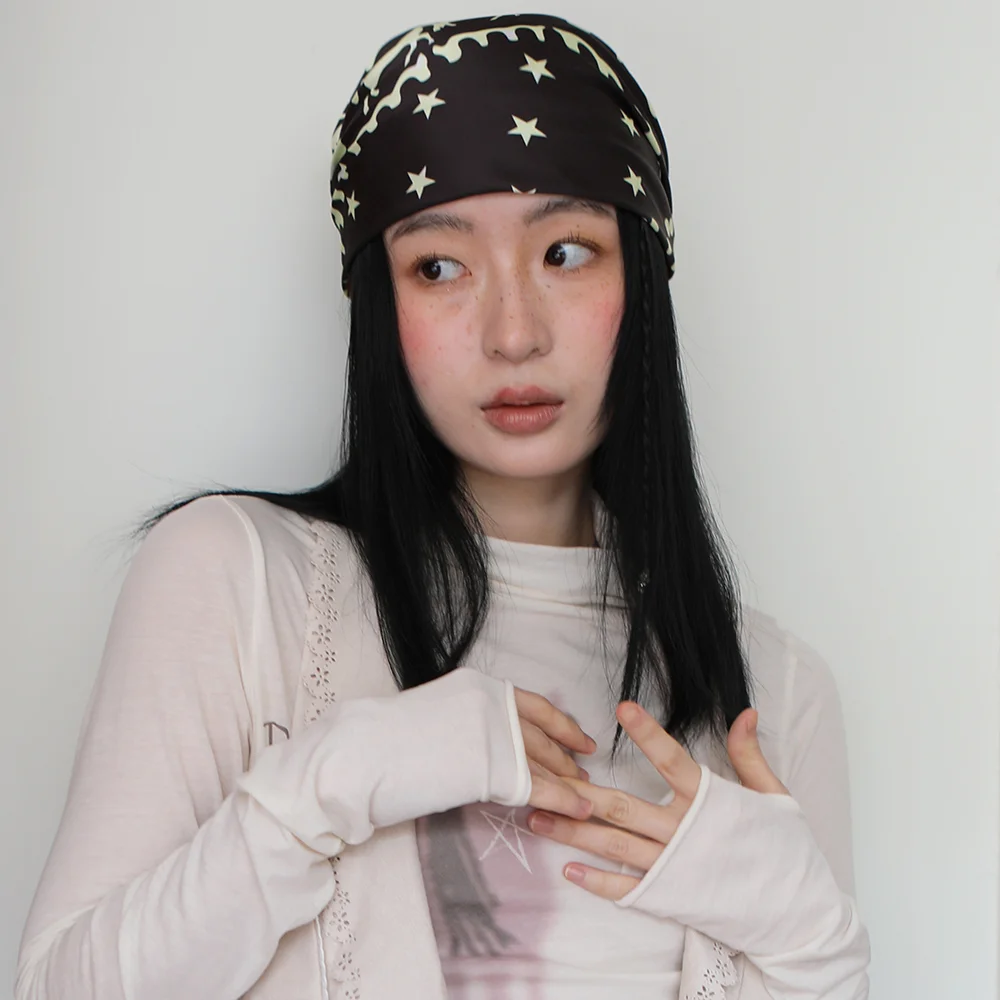 SILKY STARRY PONY LOGO BANDANA BLACK