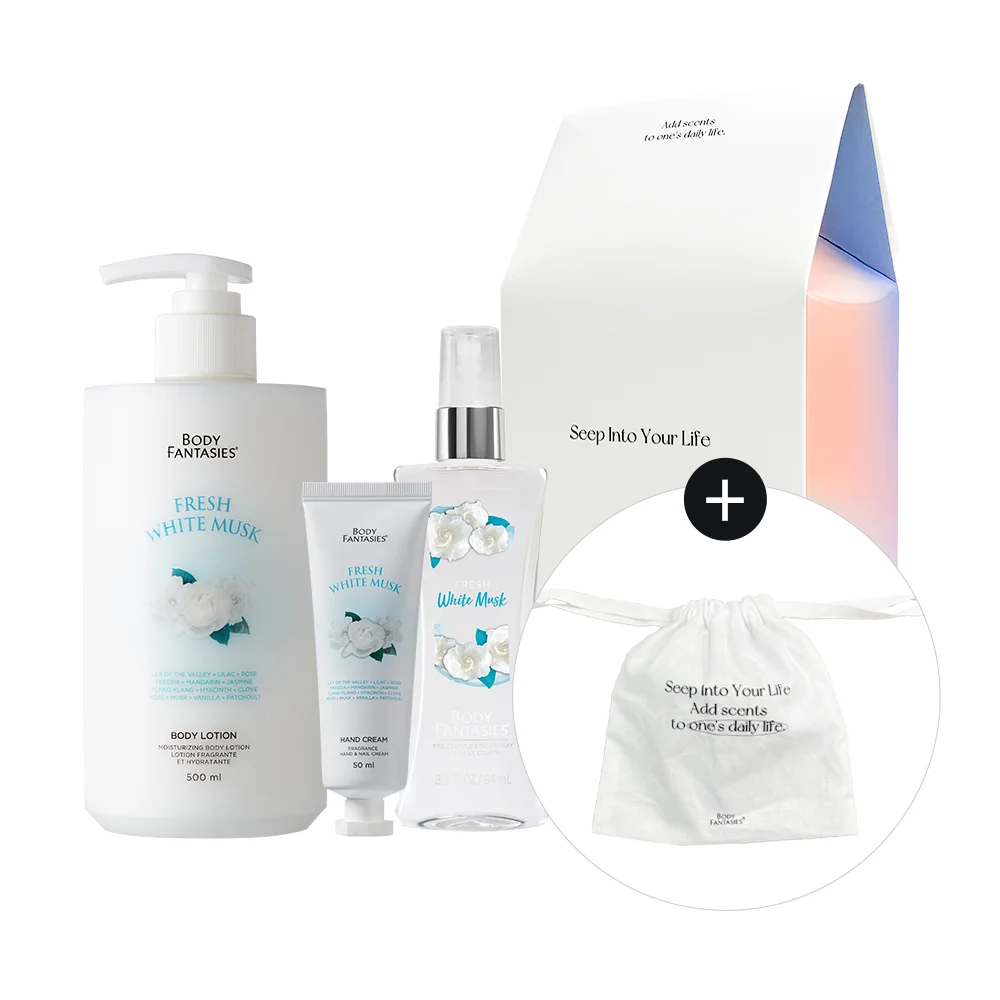 Body Fantasies 白麝香 禮品 套裝 (乳液500ml+護手霜50ml+噴霧94ml+化妝袋)