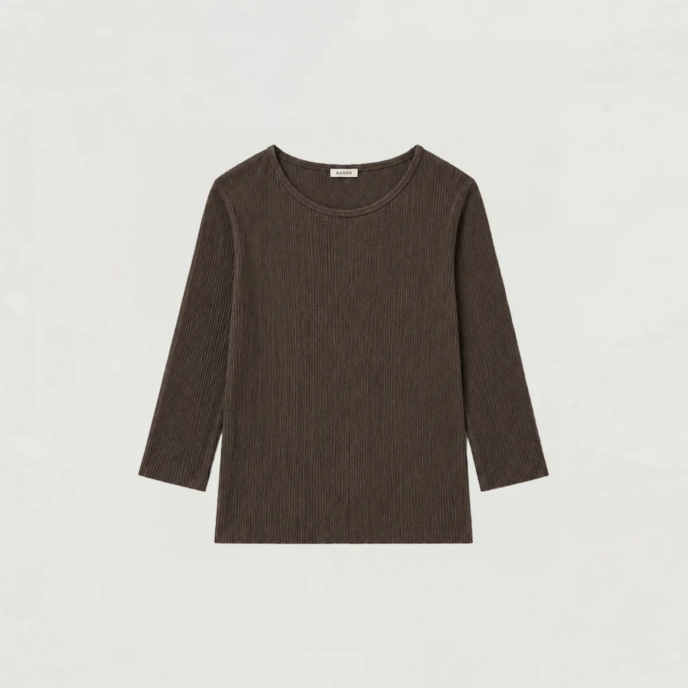Essential 3/4 pleats tee_brown