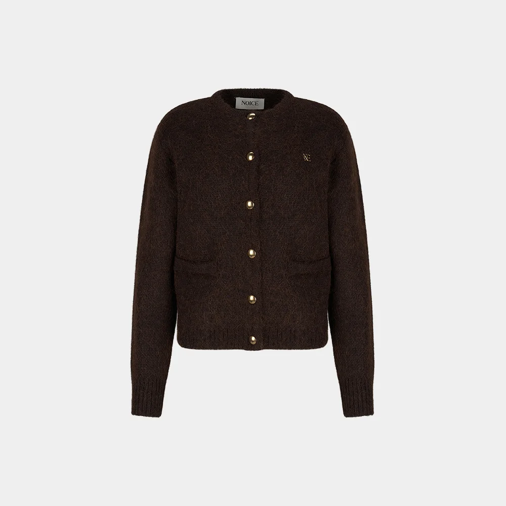 (M) MOHAIR KNIT CARDIGAN - BROWN