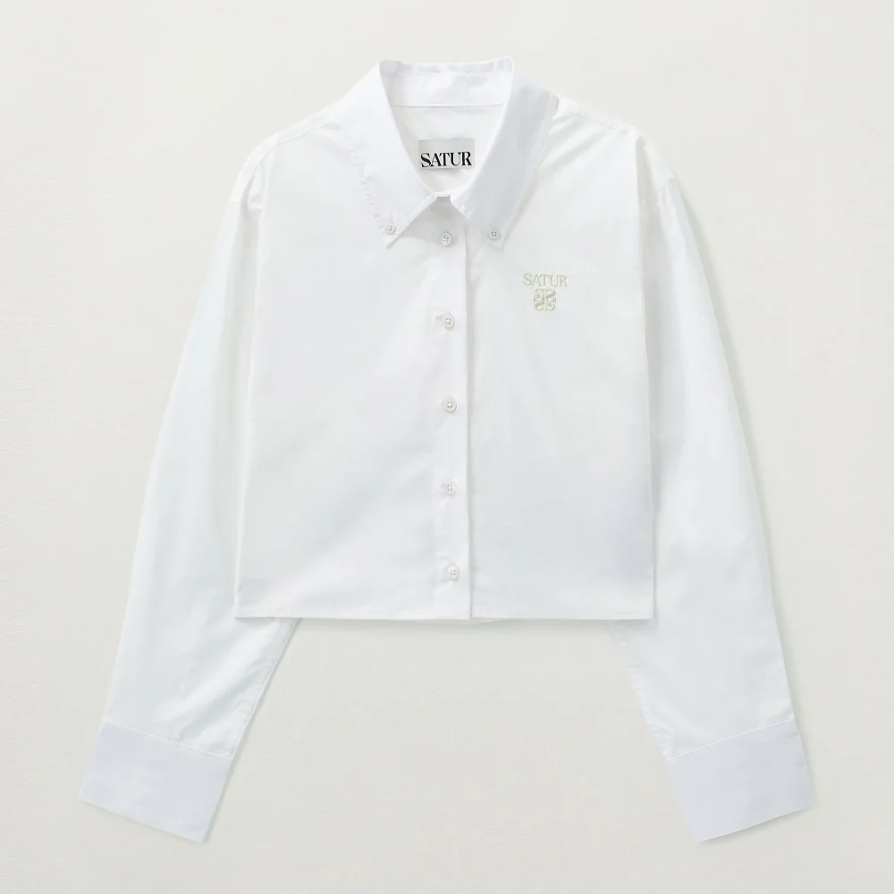 (W) Barry 經典素色短版恤衫 白色