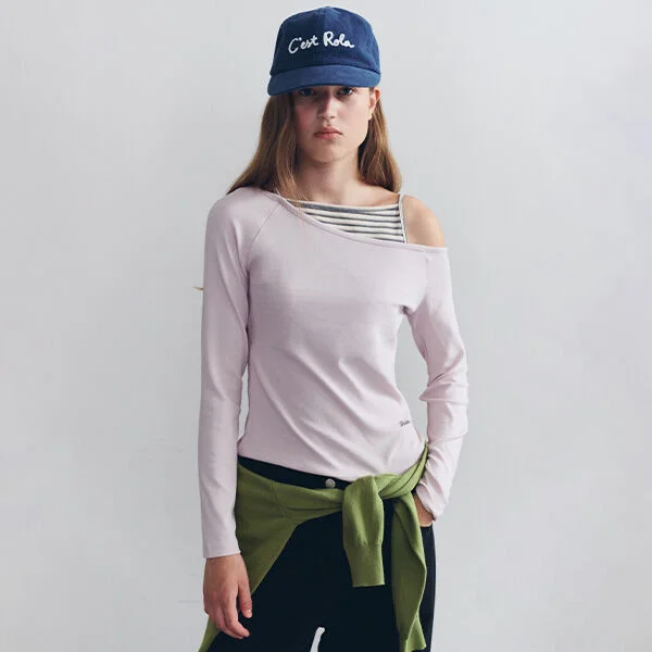 UNBALANCE STRIPE LONG SLEEVE PINK