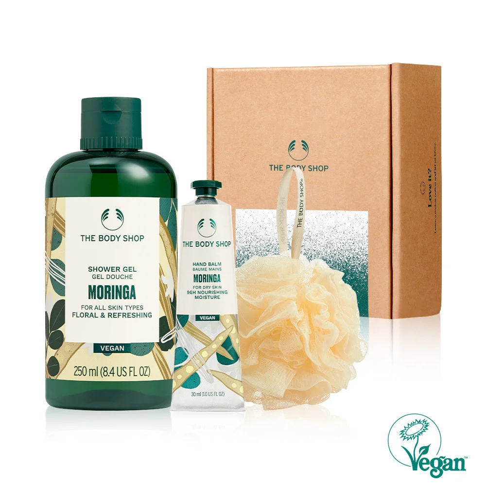 The Body Shop 辣木 身體 護手 3款 套裝(沐浴露250ml+護手霜30ml+沐浴球)