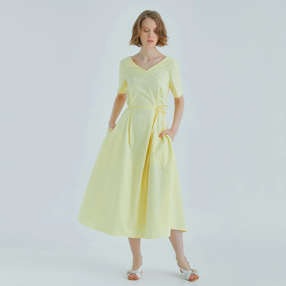 LONG FLARE MAXI DRESS - YELLOW
