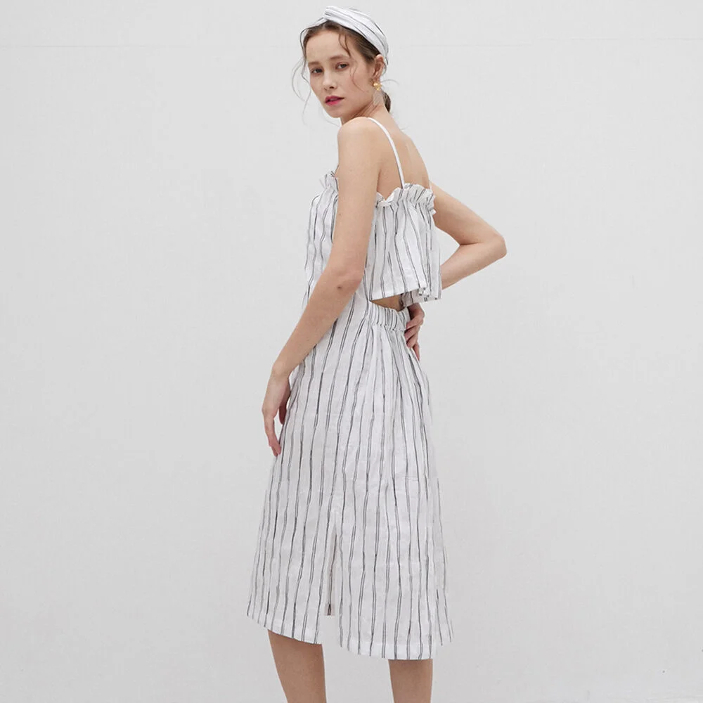 3R Wrinkle Stripe Sleeveless Dress & Hair Band SET
