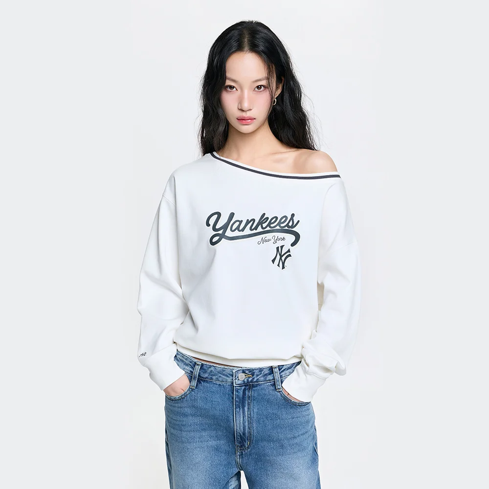 女裝 棒球外套 運動風 露肩 衛衣 NY (Cream)