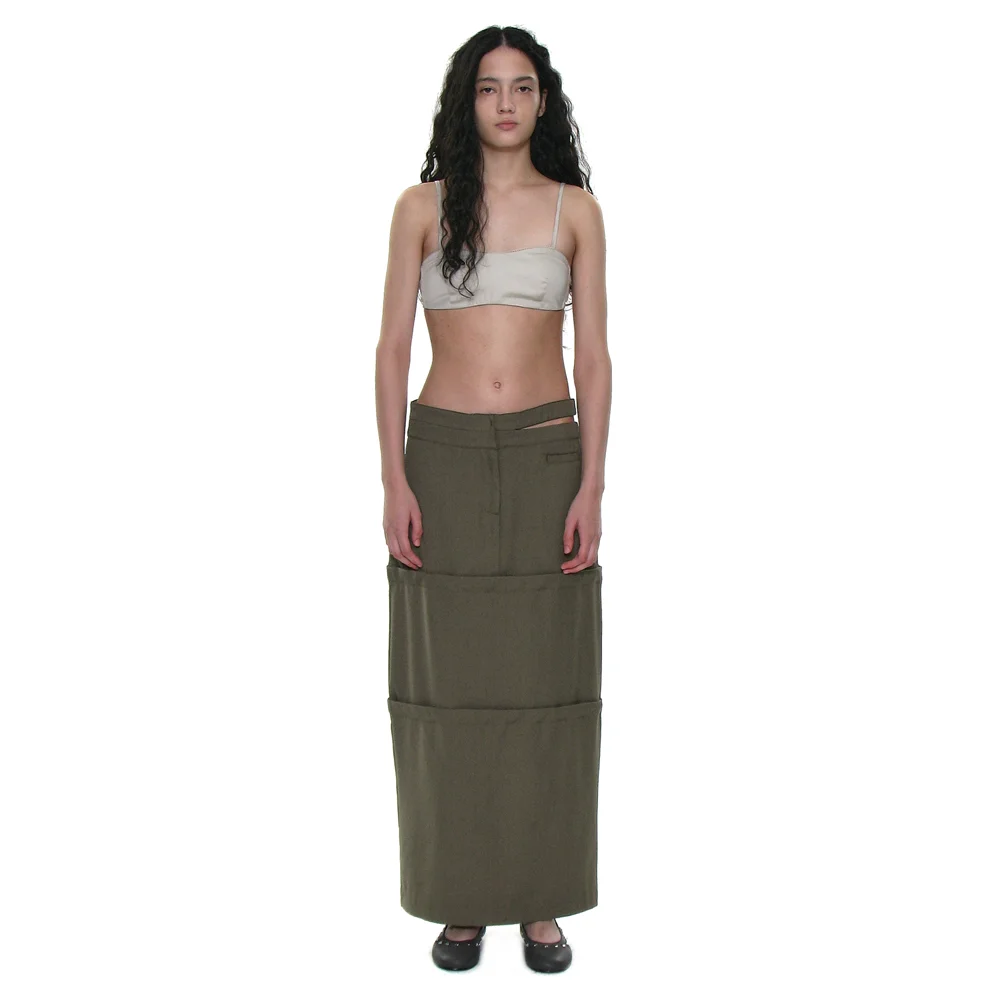 MULTIWAY DOUBLE WAIST TRANSFORN SKIRT_KHAKI